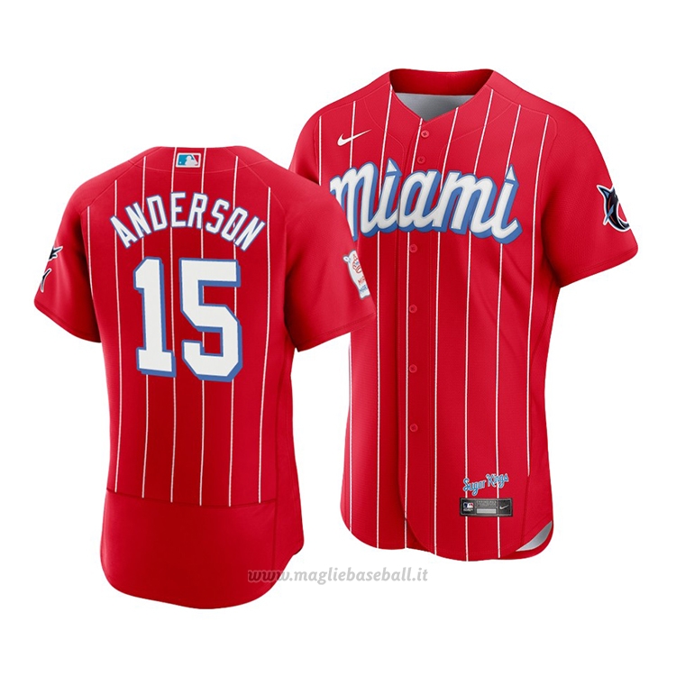 Maglia Baseball Uomo Miami Marlins Brian Anderson 2021 City Connect Autentico Rosso